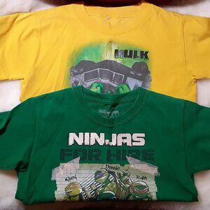 Toddler boys size 4 5 Hulk Ninja Turtles green yellow short sleeve t shirt lot